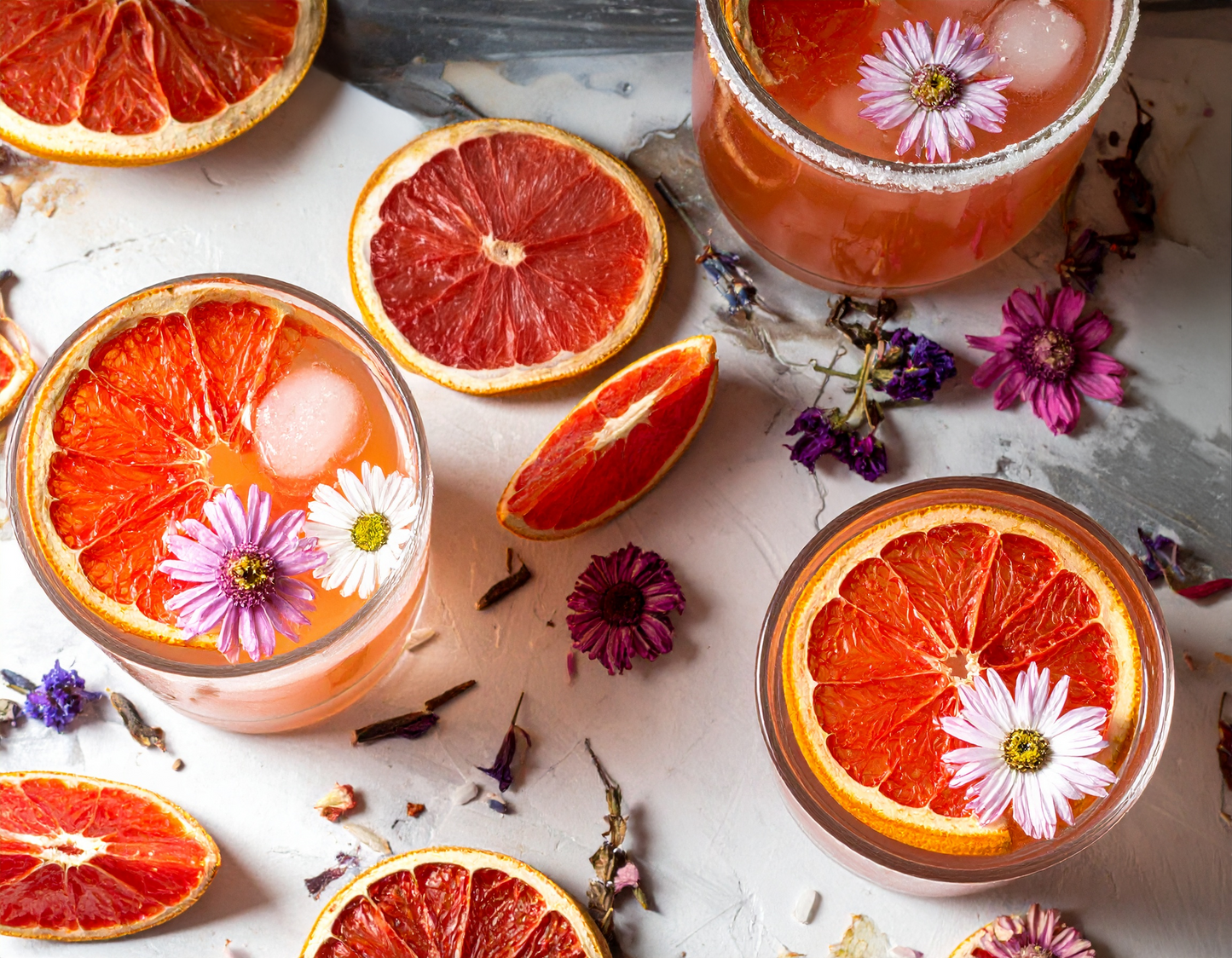 Dried grapefruit cocktails mocktails tea